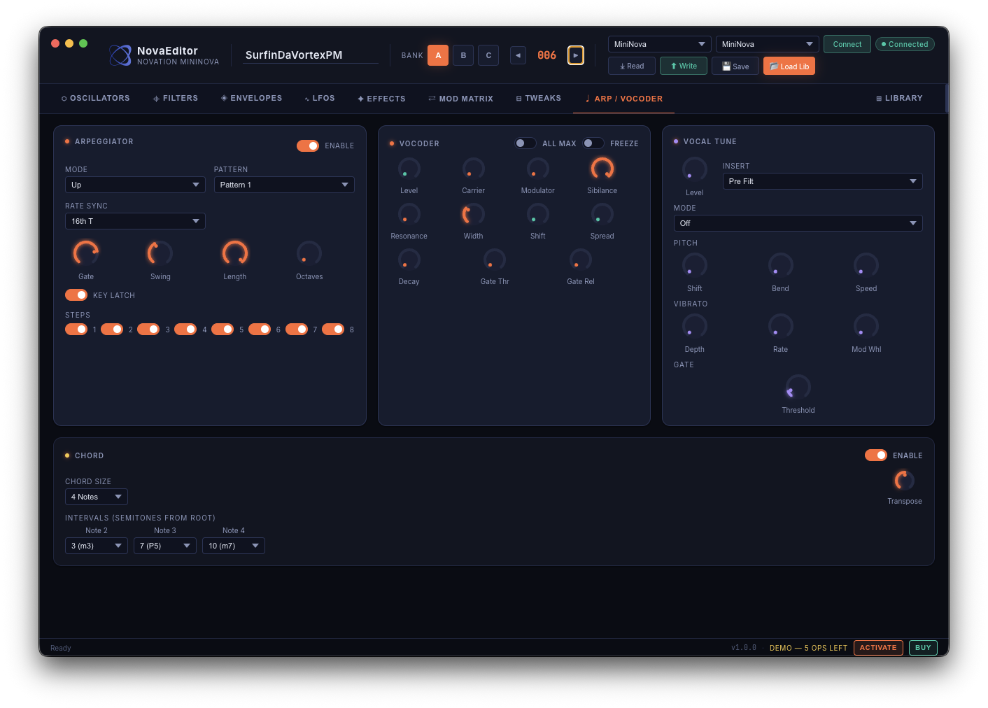 Arpeggiator and Vocoder
