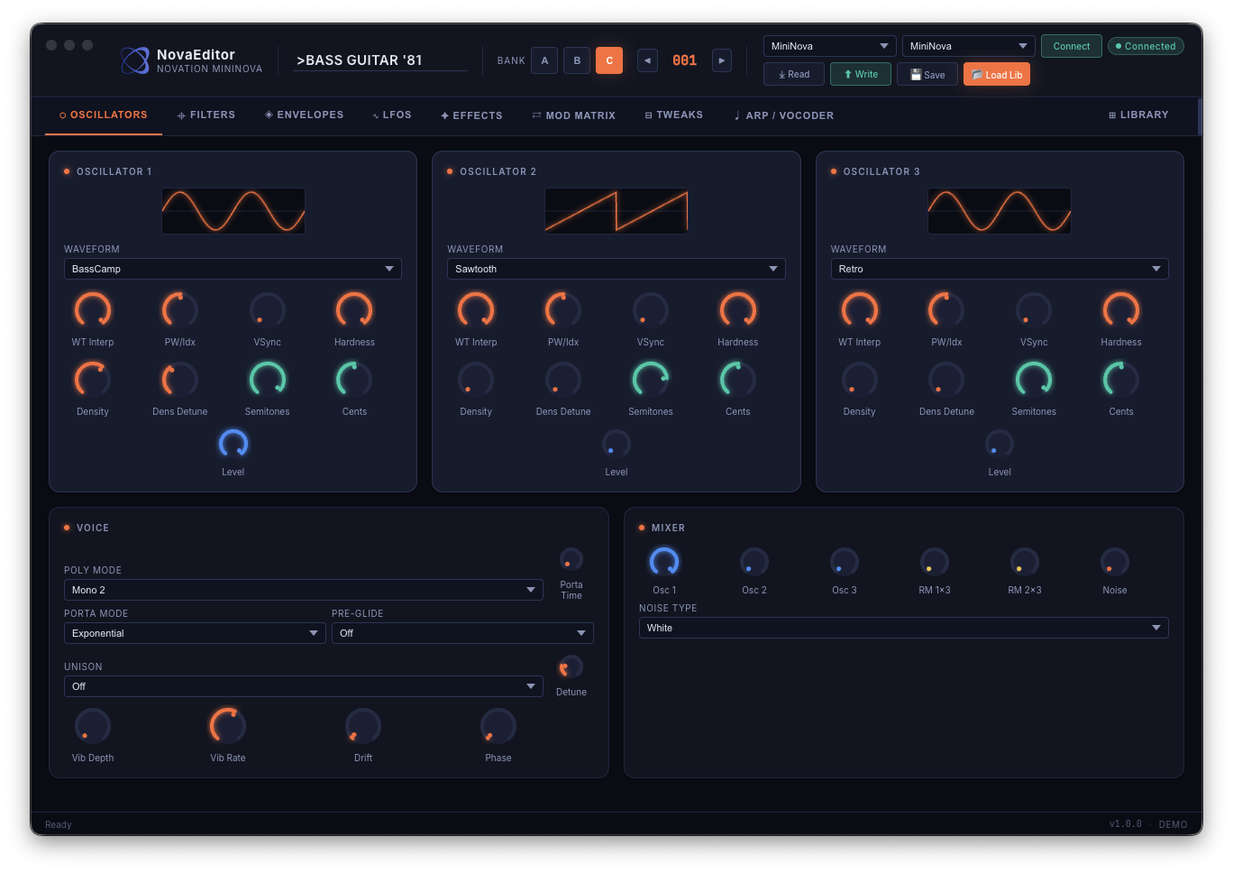 NovaEditor — oscillator section